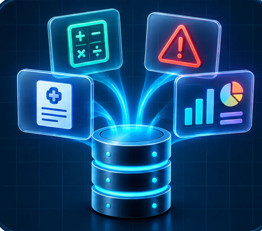 Virtuelle fachliche Views liefern Berechnungen, Berichte, Alarme und Dashboards ohne weitere Kopie