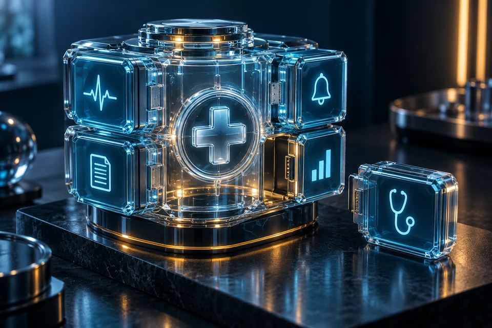 Un moteur logiciel déjà assemblé et ses modules adaptables au contexte clinique