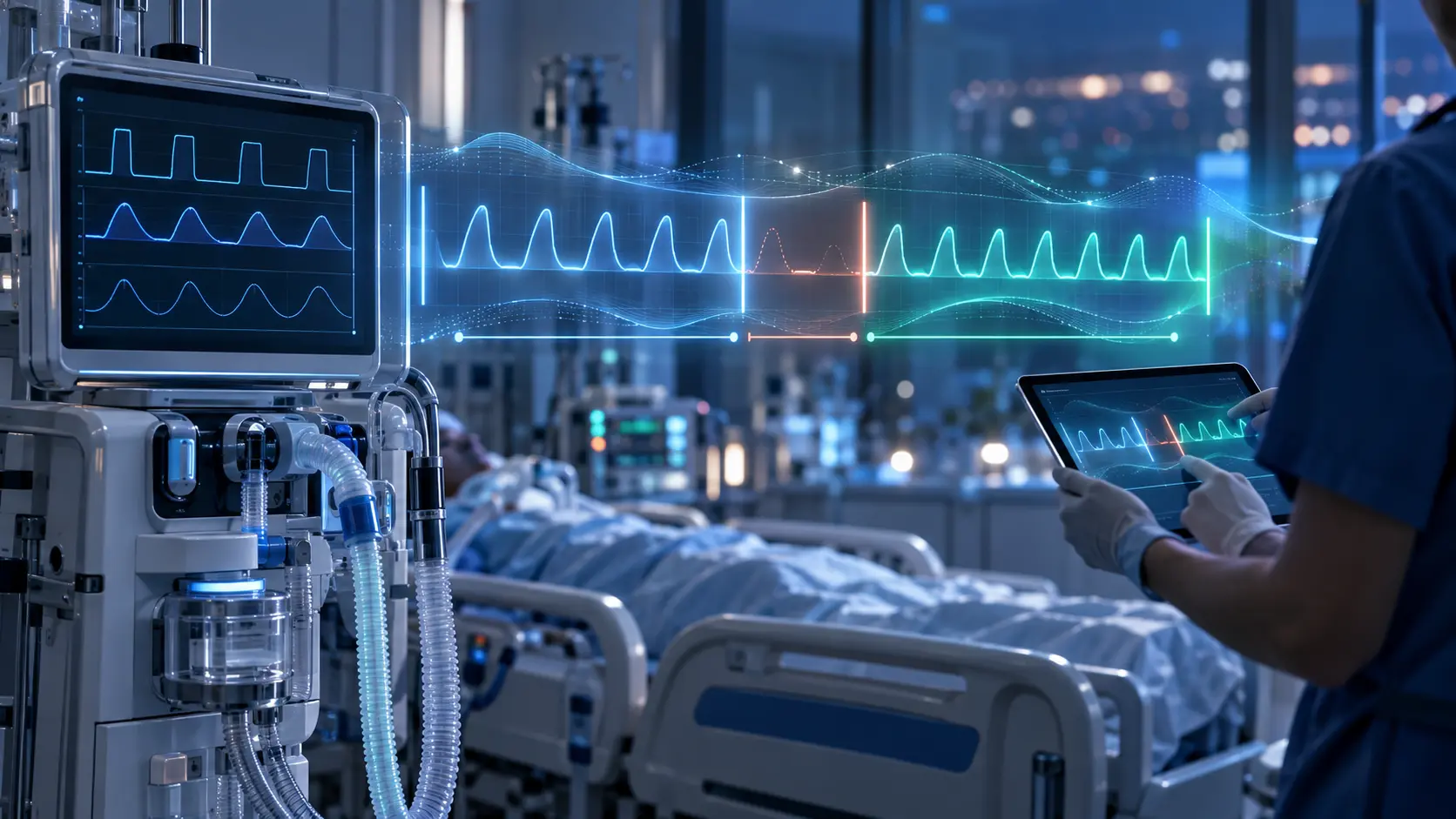 Médecin contrôlant une période de ventilation reconstruite par ICU DATA EXPERT