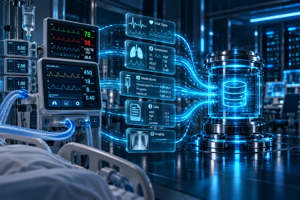 Moniteur et ventilateur alimentant automatiquement le référentiel clinique