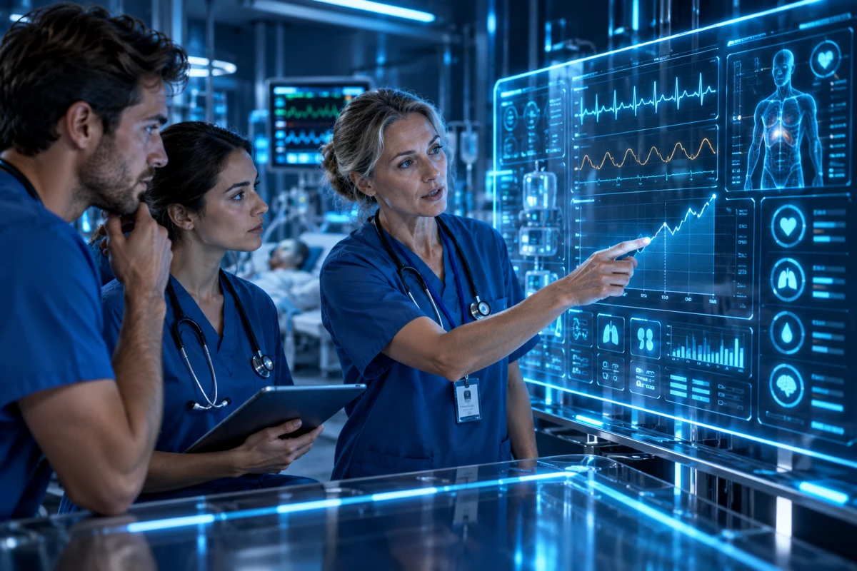 Médecin expérimentée accompagnant deux médecins en formation