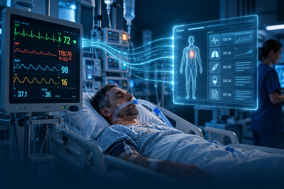 Données du moniteur reliées au dossier horodaté du patient